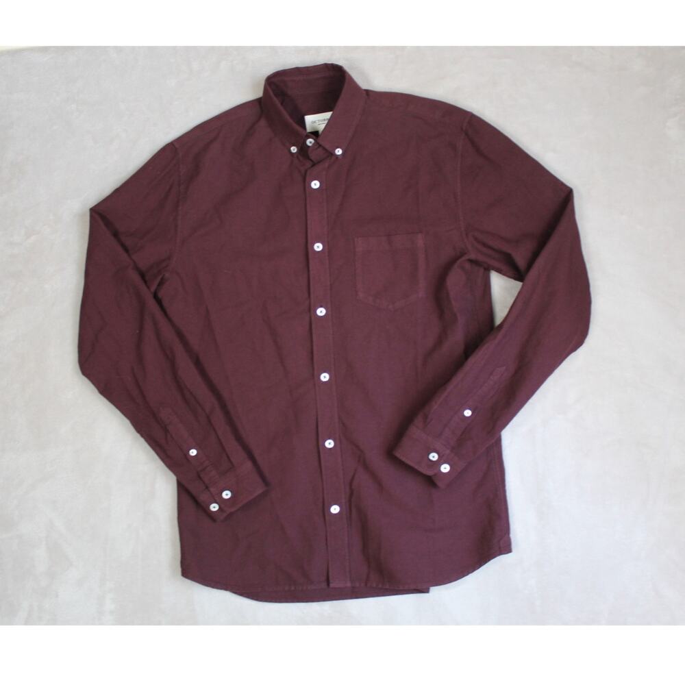 Octobre Editions Button Down Shirt Mens Medium Red Oxford Cotton Long Sleeve